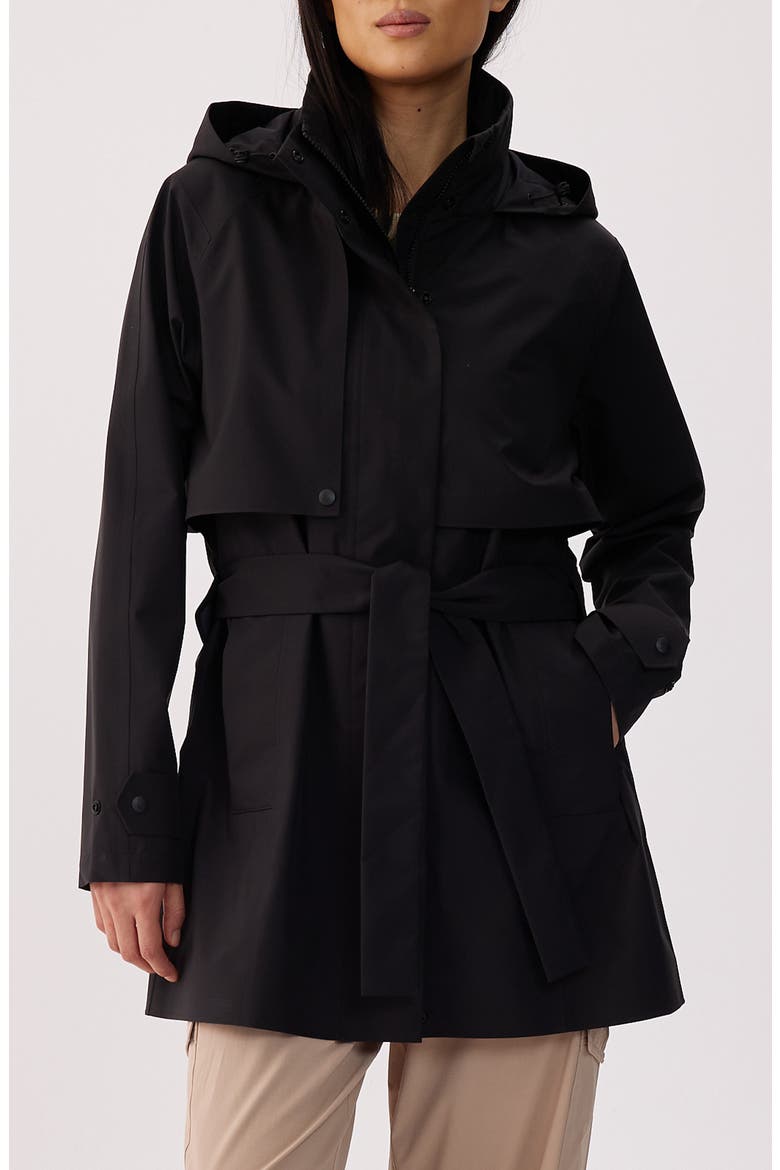Aliz Water Repellent Short Trench Coat, Main, color, BLACK