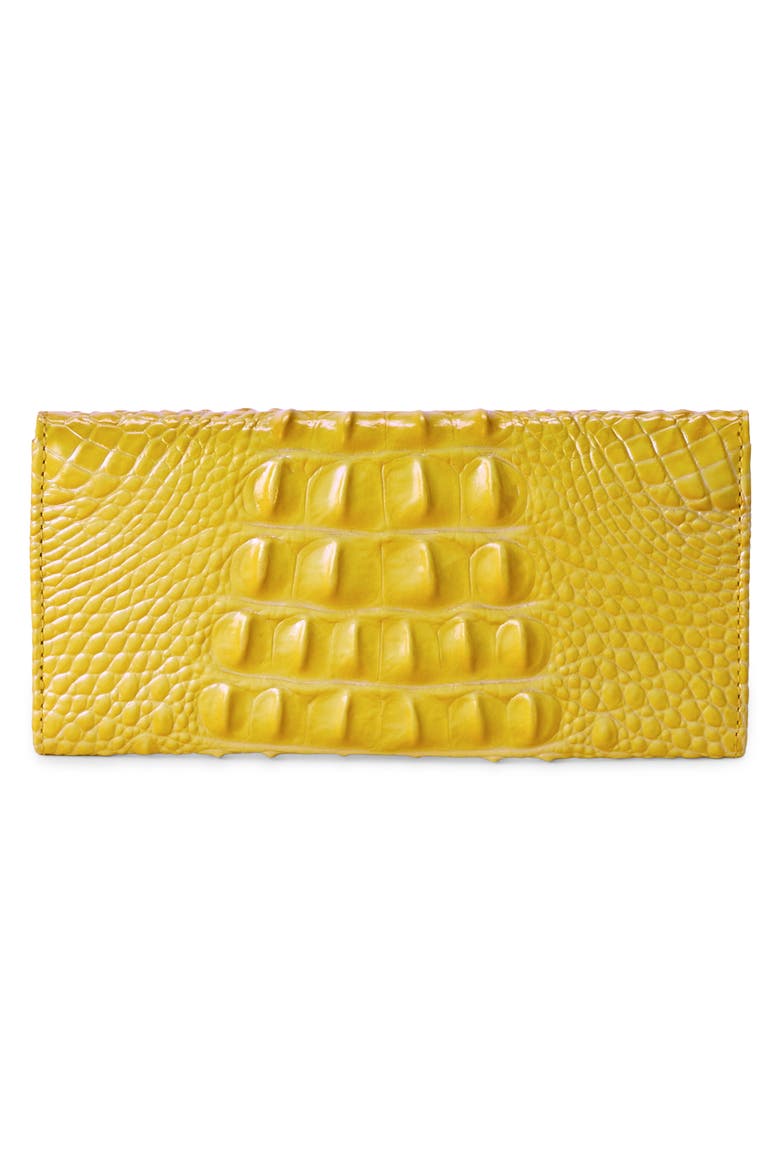 Veronica Croc Embossed Leather Wallet, Alternate, color, VIVID YELLOW