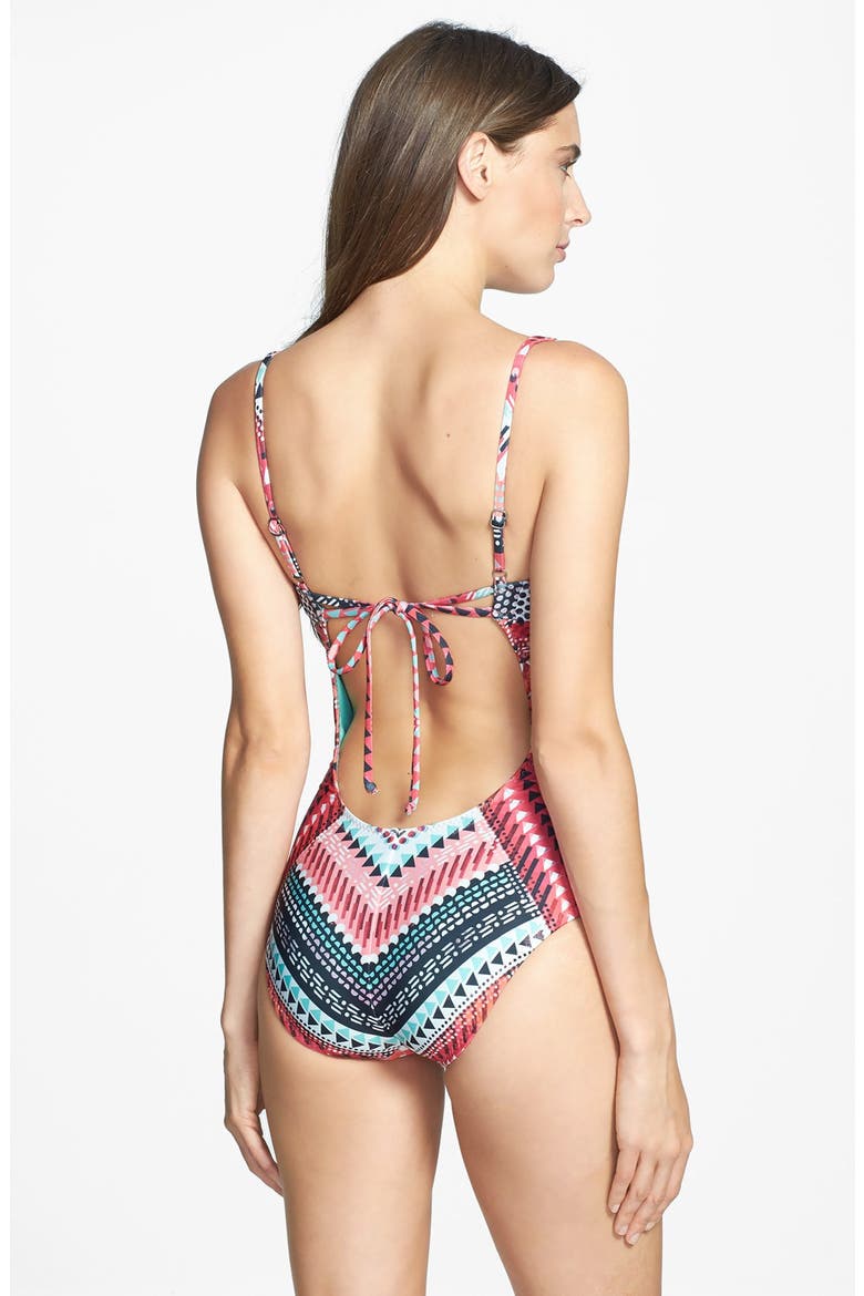 'Mayan' Cutout One-Piece Swimsuit, Alternate, color, MULTI