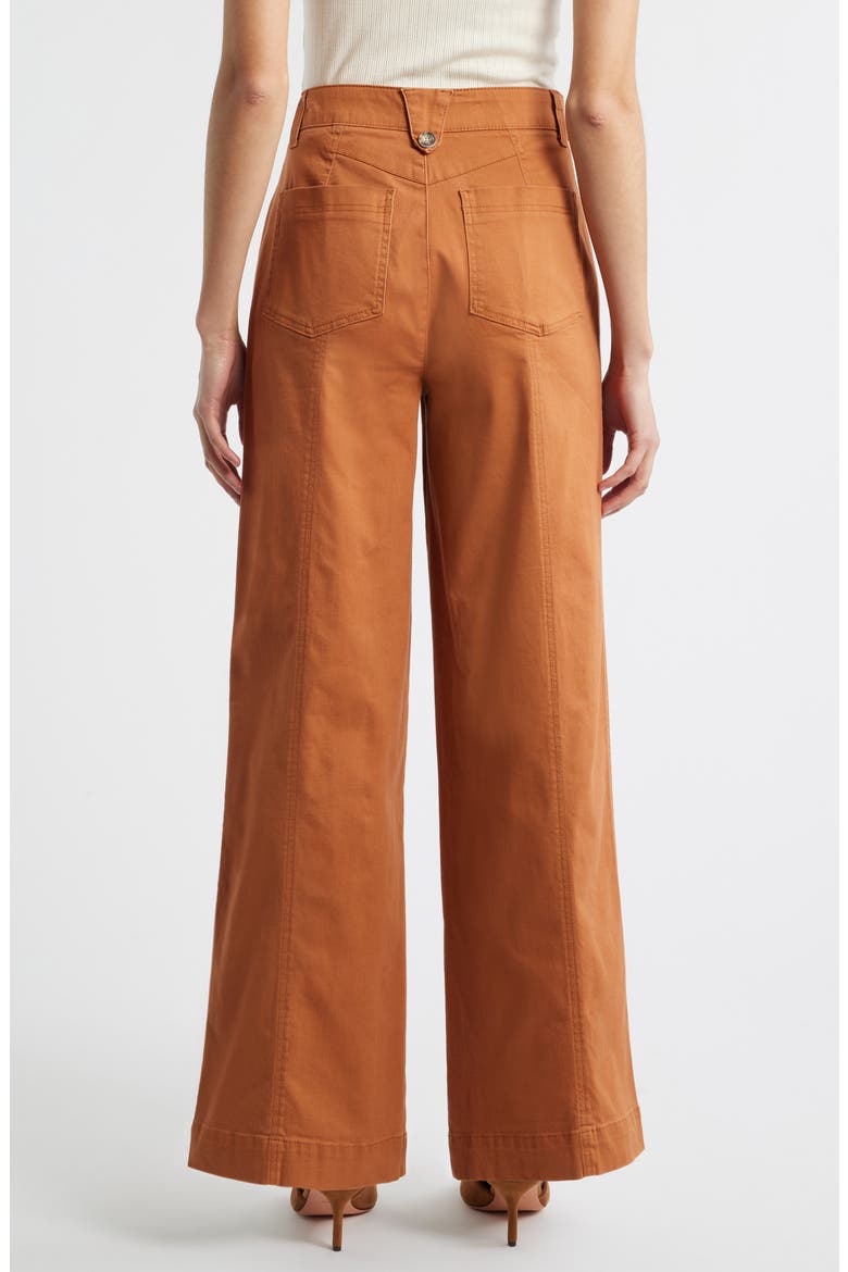 Skyrise High Waist Exposed Button Fly Wide Leg Pants, Alternate, color, DESERT BRONZE