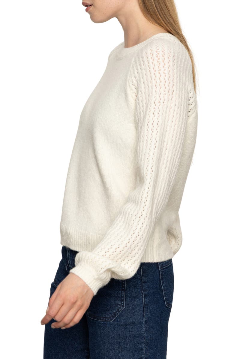 Sanctuary Cozy Moment Pointelle Sleeve Detail Sweater, Alternate, color, Chalk