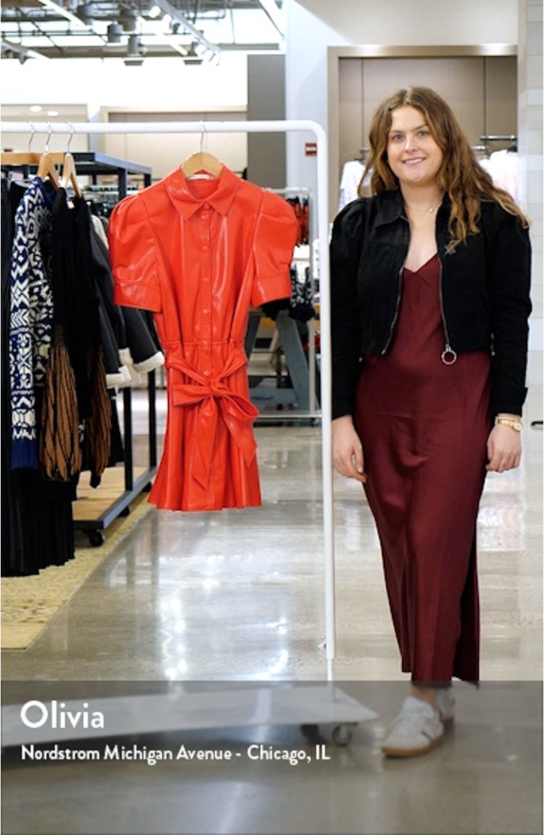 Lurlene Puff Sleeve Faux Leather Minidress, sales video thumbnail