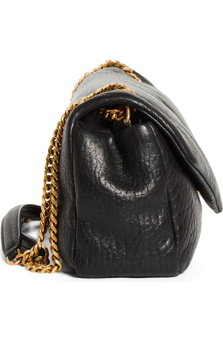 Saint Laurent Medium Calypso Leather Shoulder Bag, Alternate, color, Noir