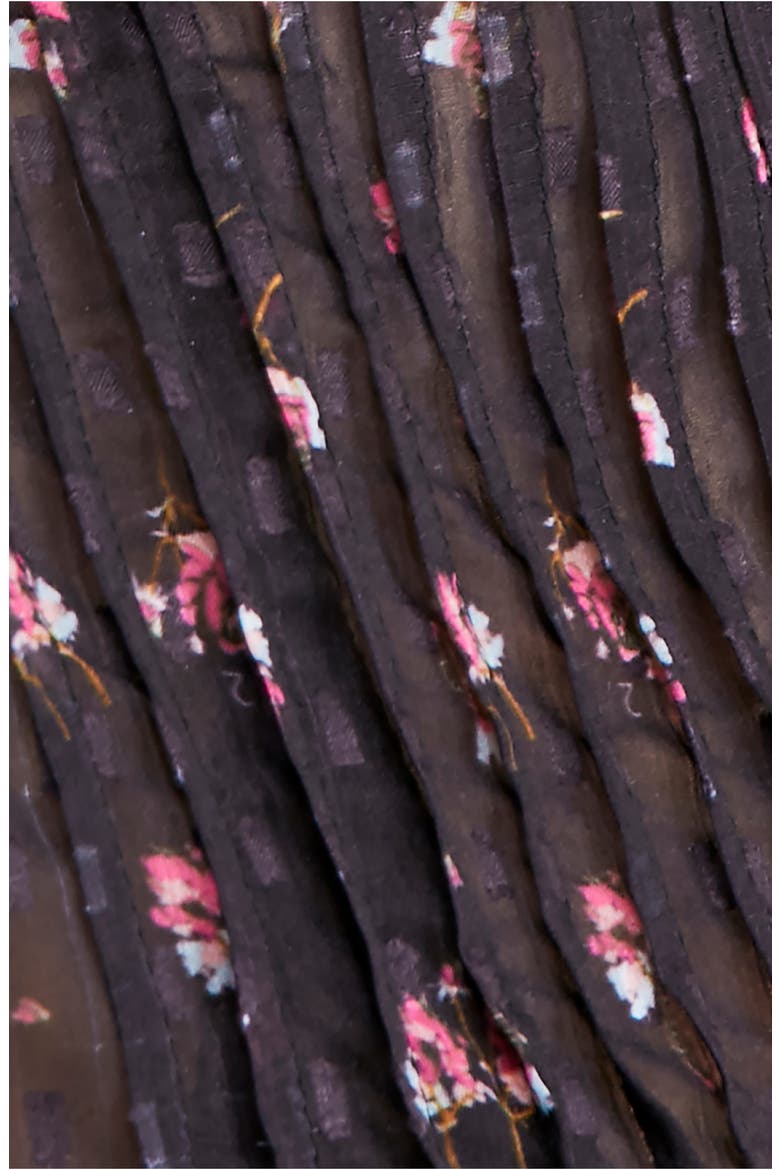 Flowers in December Print Sheer Blouse, Alternate, color, BLACK