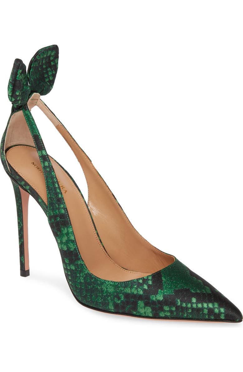 Aquazzura Deneuve Snake Print Pointed Toe Pump, Main, color,