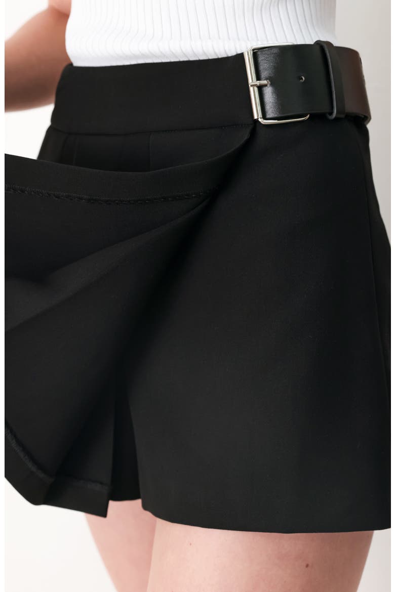 Buckle Pleated Mini Skort, Alternate, color, BLACK