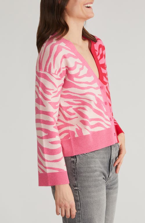 525 Nicole Tiger Stripe Cardigan In Pink