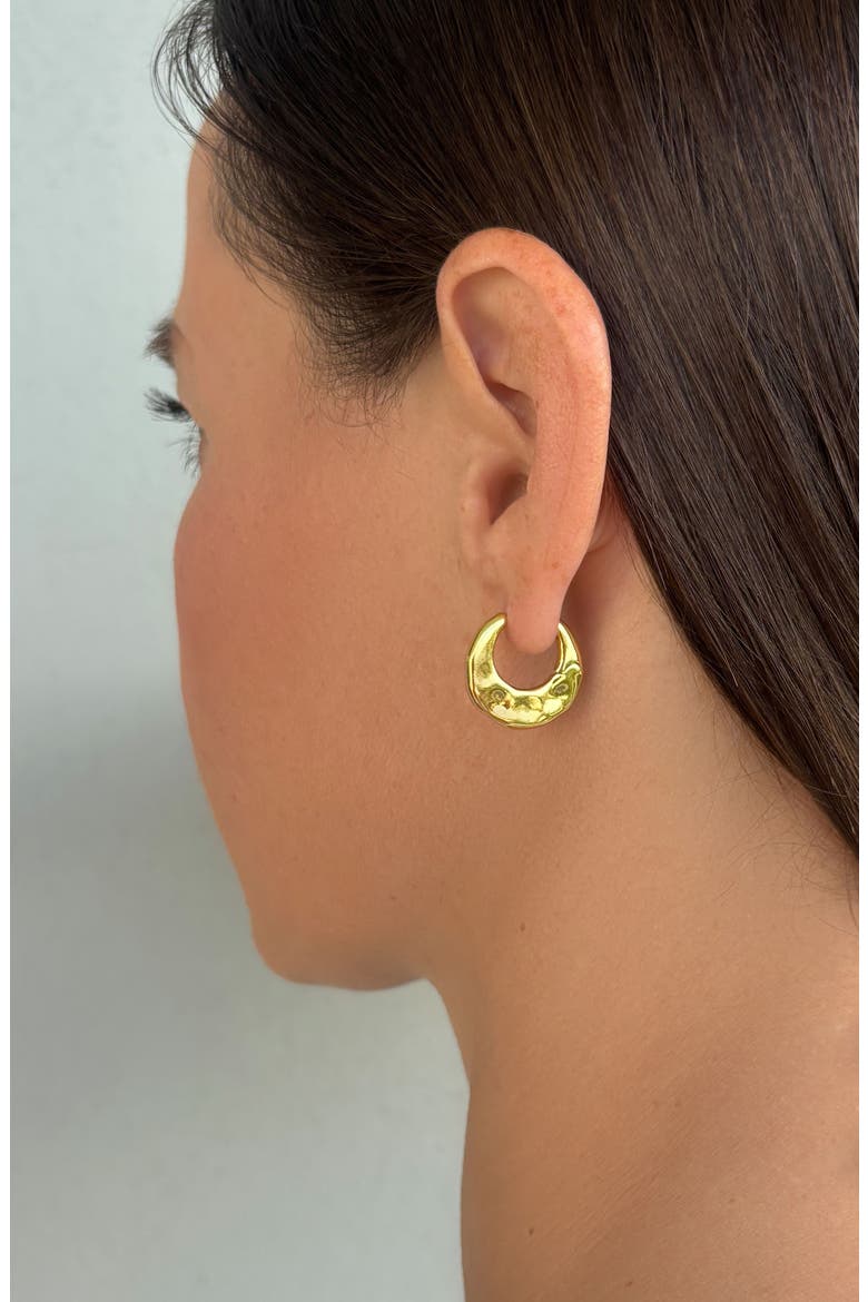 Hammered Hoop Earrings, Alternate, color, GOLD