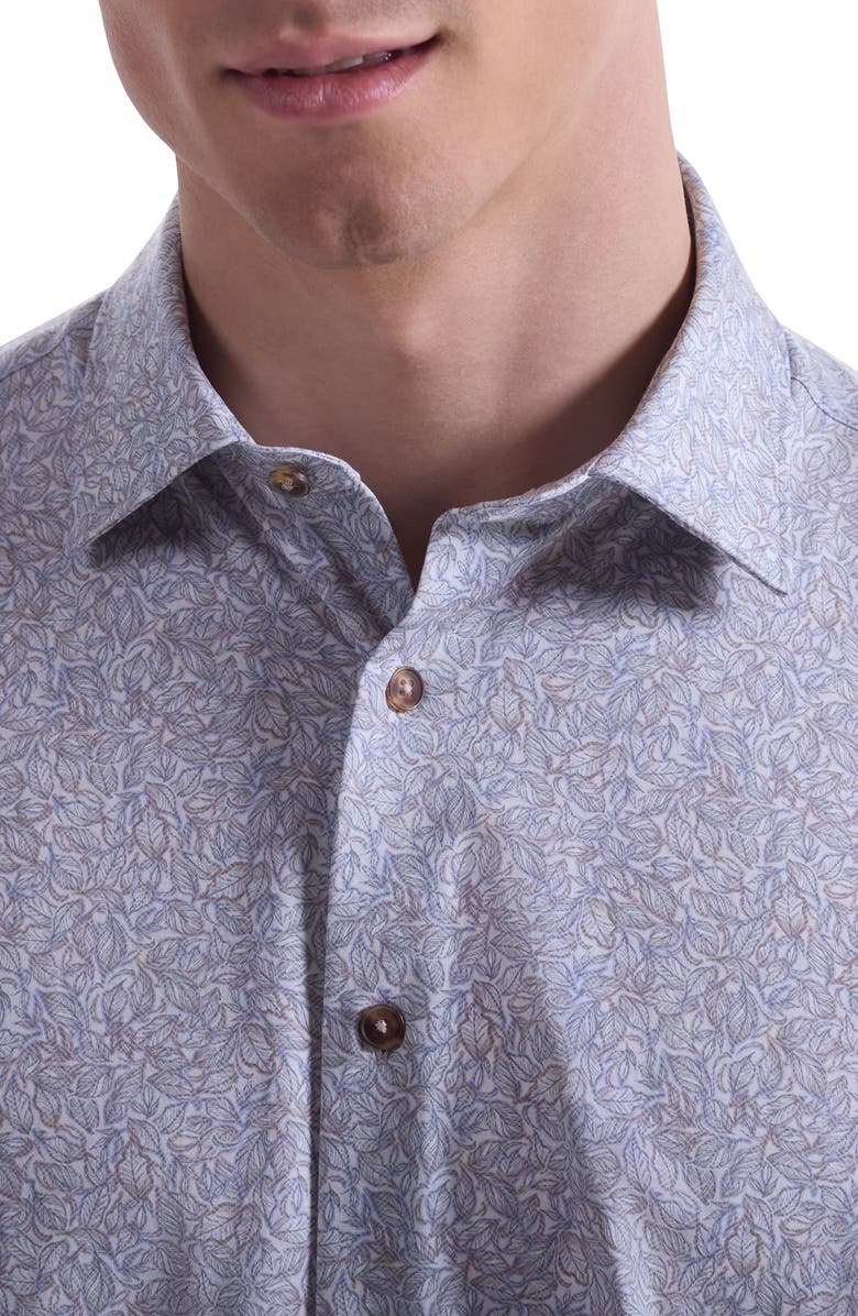 Bugatchi Miles OoohCotton<sup>®</sup> Short Sleeve Button-Up Shirt, Alternate, color, Cobblestone