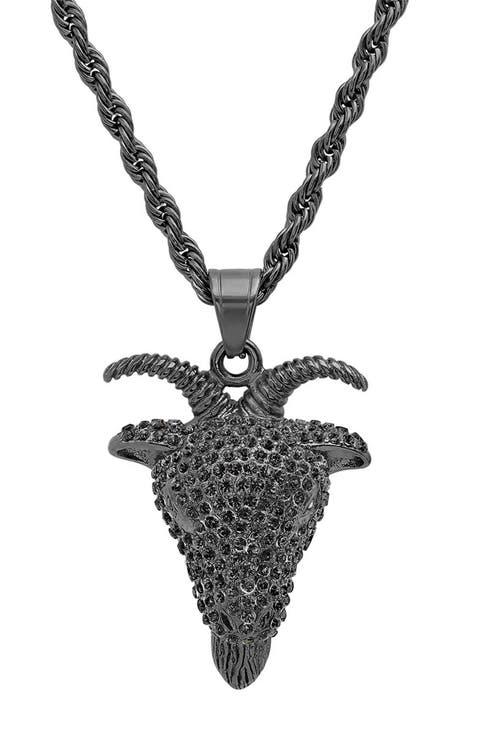 Men's Ram Pendant Rope Chain Necklace