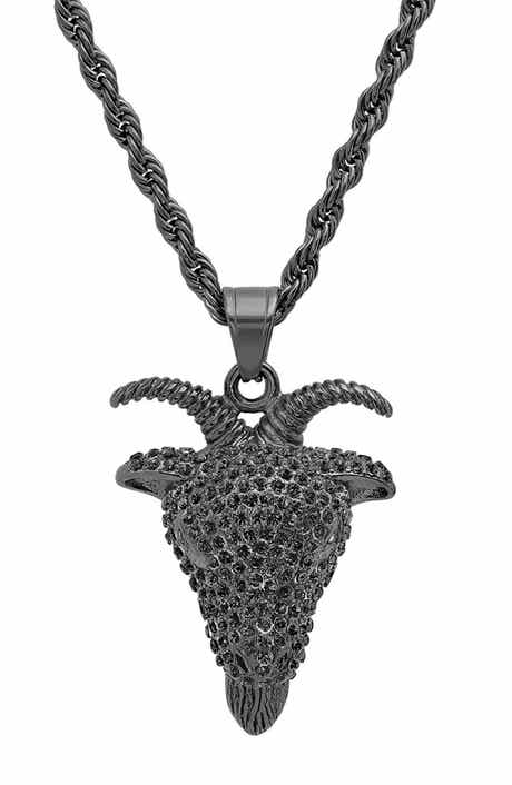 Men's Ram Pendant Rope Chain Necklace