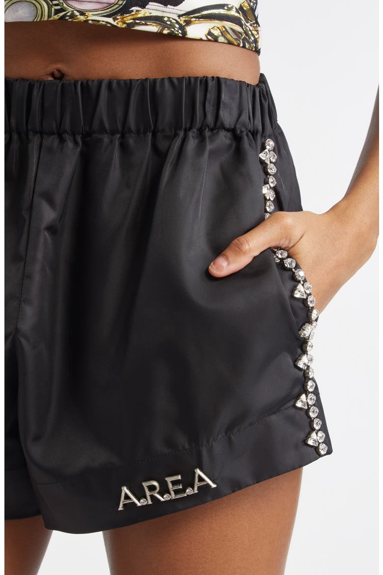 Crystal Trim Track Shorts, Alternate, color, BLACK