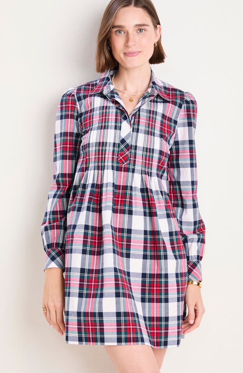 vineyard vines Plaid Long Sleeve Stretch Cotton Popover Dress, Alternate, color,