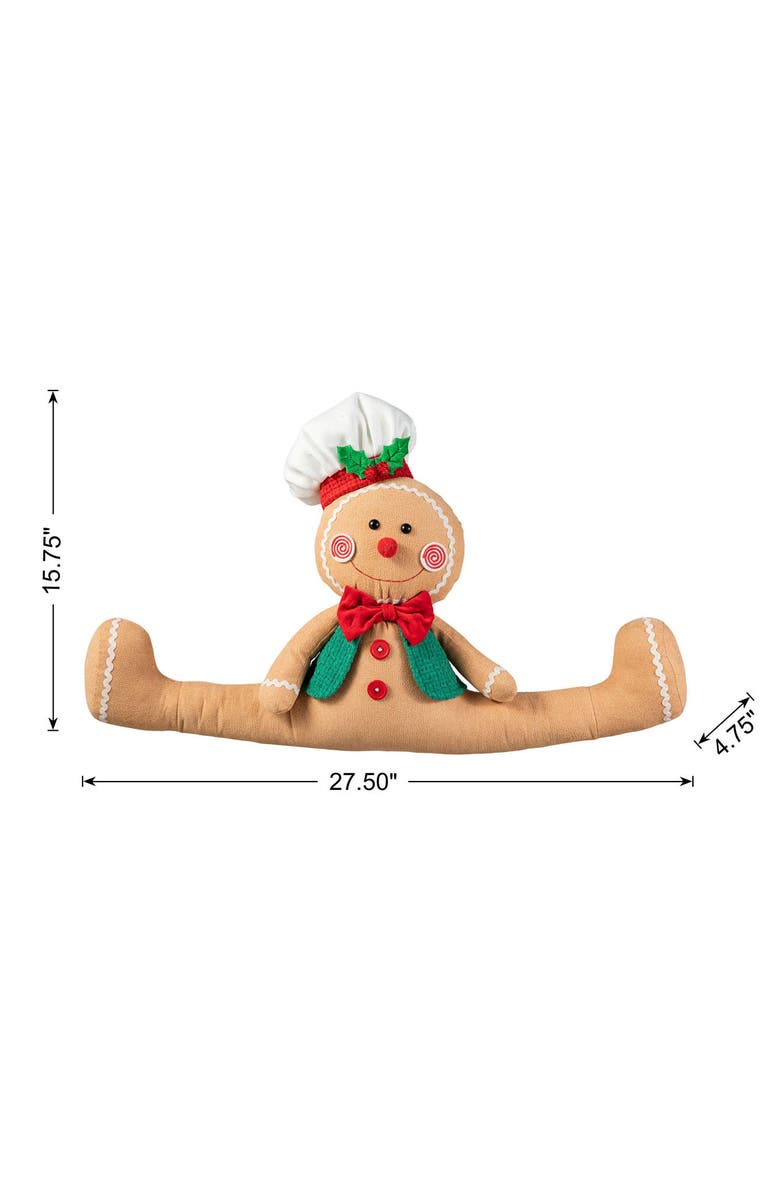 Glitzhome 27"L Christmas Fabric Christmas Gingerbreadman Doorstop, Alternate, color, 