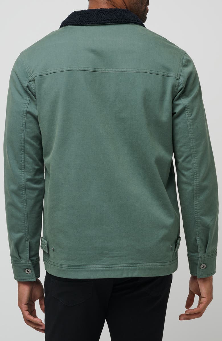 TravisMathew Cloud Denim Fleece Collar Jacket, Alternate, color, Balsam Green