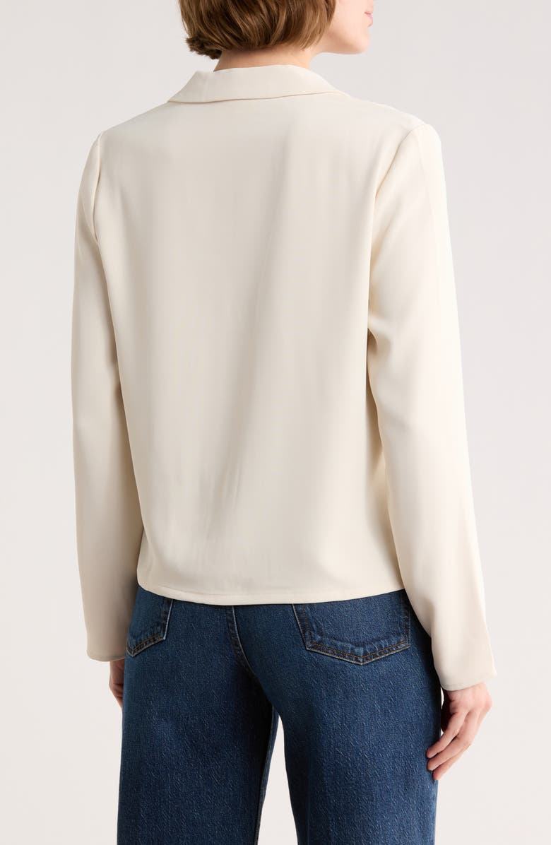 MELLODAY Long Sleeve Drawstring Hem Button-Up Shirt, Alternate, color, Bone