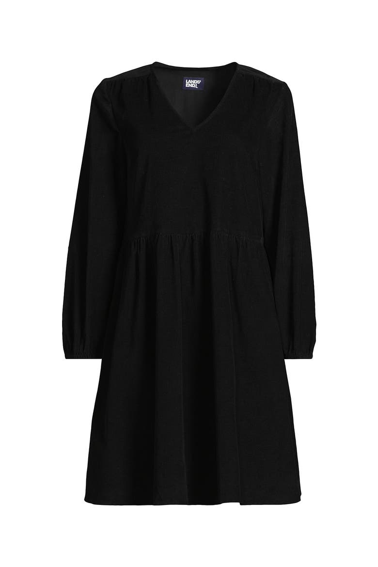 Pinwale Cord V Neck Dress, Alternate, color, Black