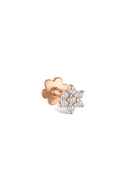 Single Diamond Flower Stud Earring