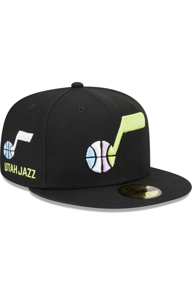 New Era Men's New Era Black Utah Jazz Color Pack 59FIFTY Fitted Hat, Alternate, color, 