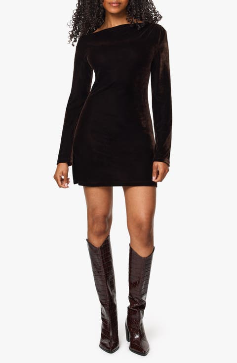 Off the Shoulder Velvet Minidress