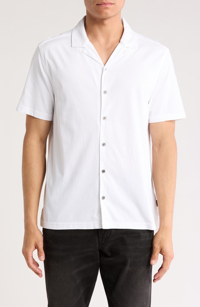 John Varvatos Brewer Organic Cotton Camp Shirt, Main, color, White