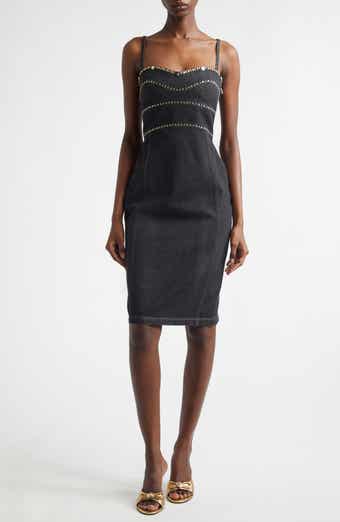 Studded Fitted Denim Dress