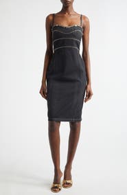 Versace Studded Fitted Denim Dress