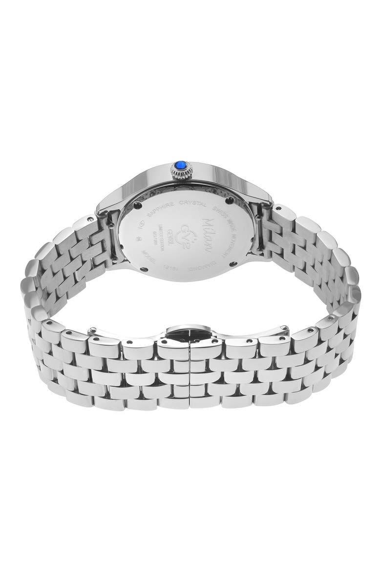 Milan Diamond Dial Swiss Quartz Bracelet Watch, 32mm - 0.03ct., Alternate, color, SILVER
