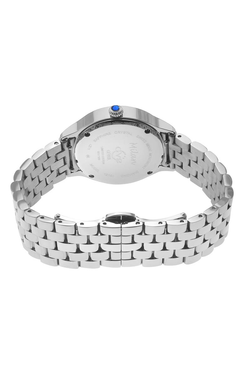 GEVRIL Milan Diamond Dial Swiss Quartz Bracelet Watch, 32mm - 0.03ct., Alternate, color, Silver