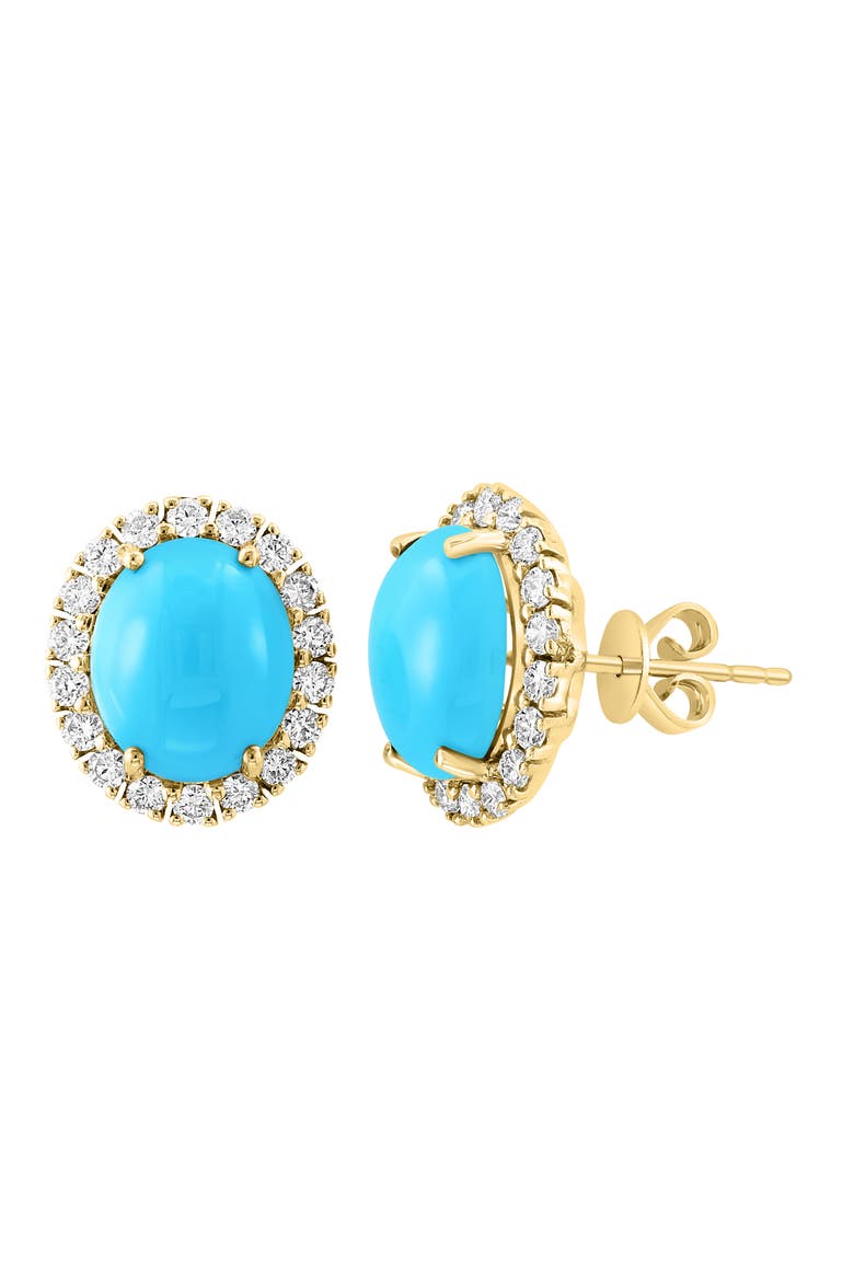 14K Yellow Gold Golden Sky Turquoise Stud Earrings, Alternate, color, Blue
