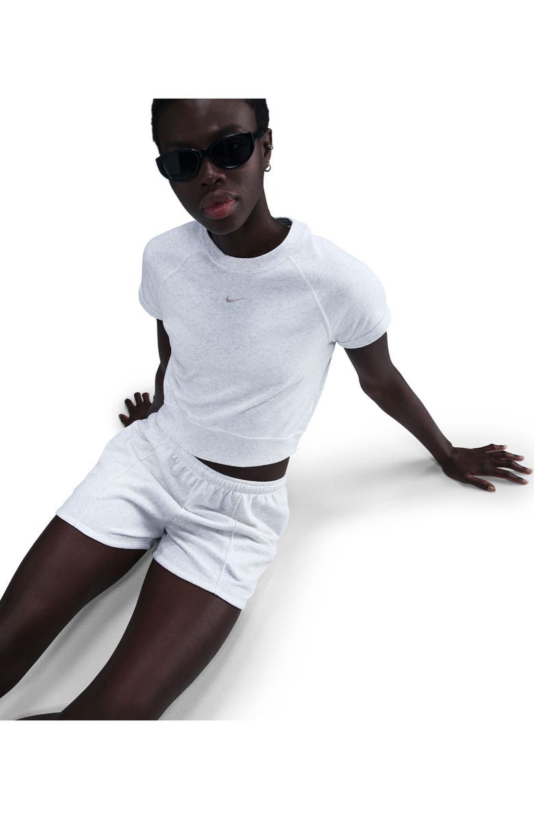 Nike Sportswear Chill Crop Cotton Blend French Terry Top, Alternate, color, Birch Heather/ Lt Orewood Brn