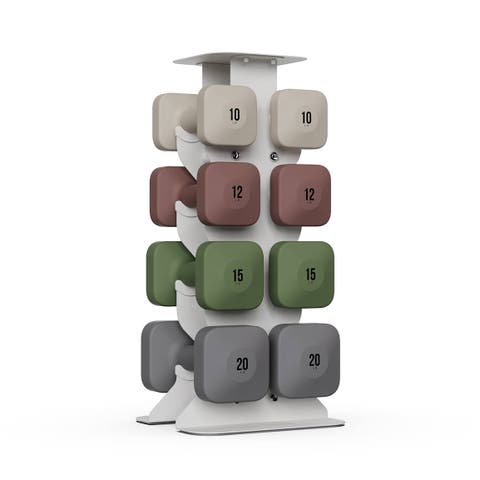 SafeGrip Dumbbells Upper Set with Light Rack - Rose - 10, 12, 15, 20lbs