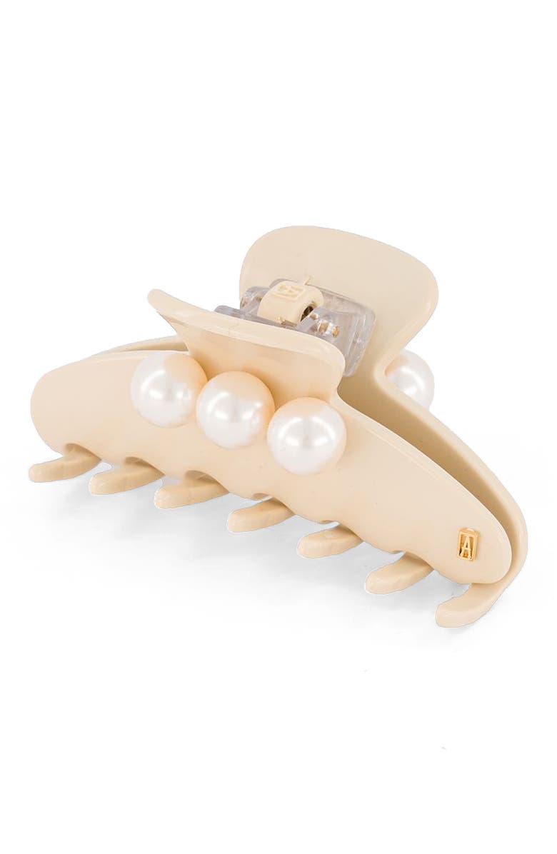 Alexandre de Paris Pearl Claw Clip, Alternate, color, Beige