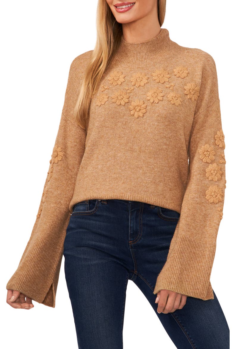 Floral Embroidered Mock Neck Sweater video