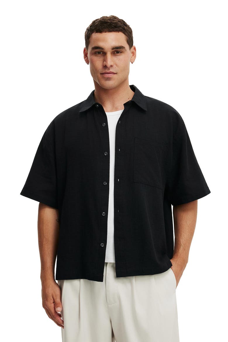 Men's Boxy Fit Short Sleeve Shirt, Main, color, Black