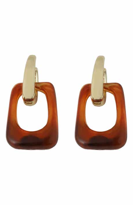 Rectangle Resin Drop Hoop Earrings