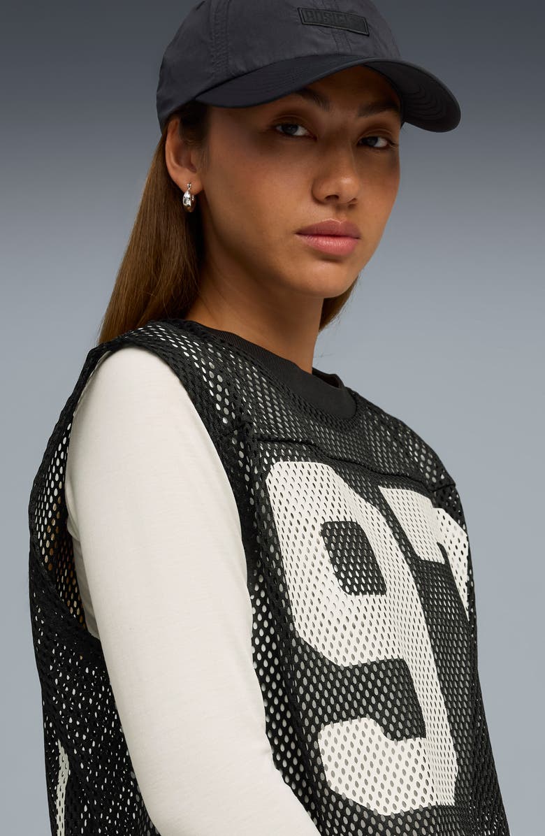 PUMA x Rosé Sleeveless Mesh Jersey, Alternate, color, Puma Black