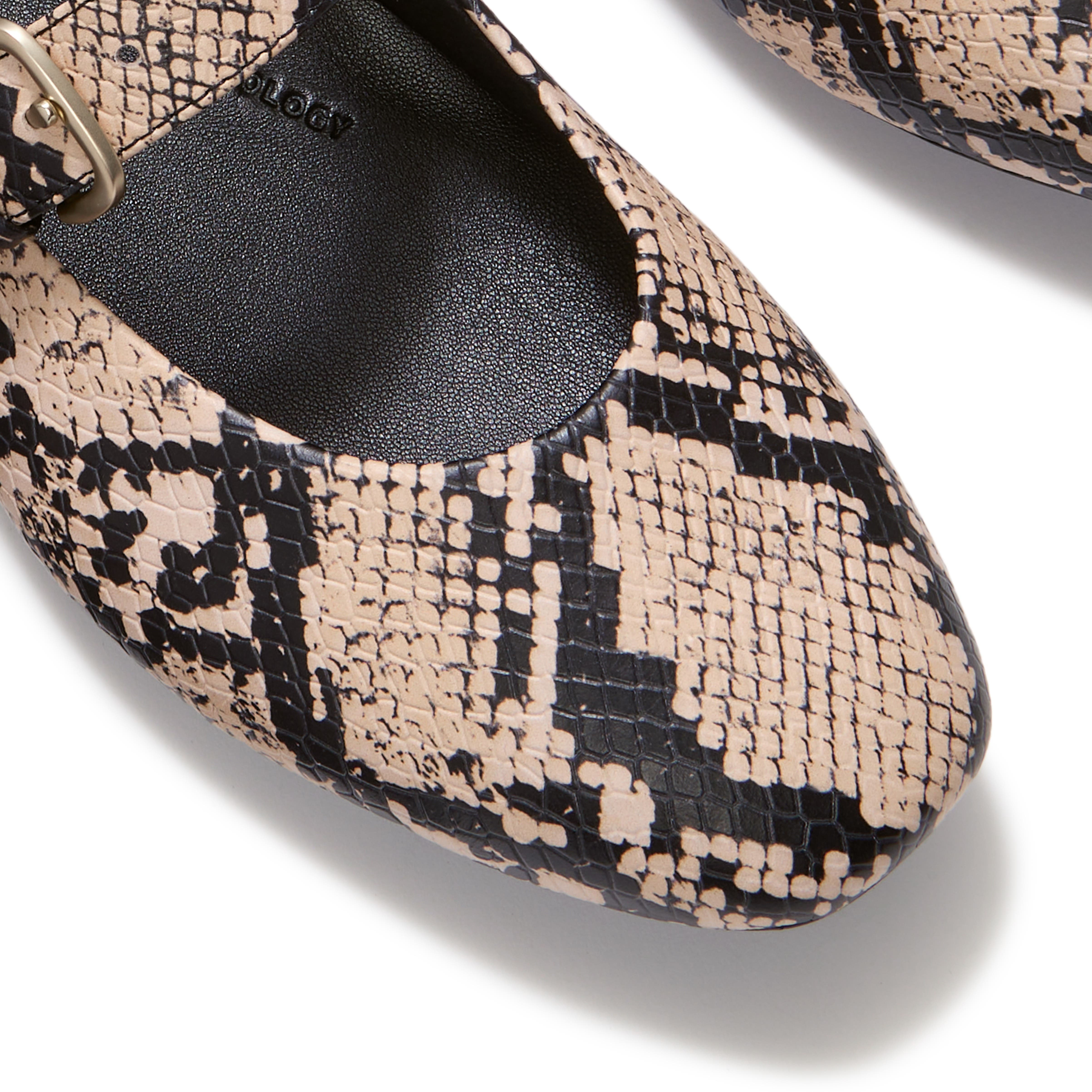 FitFlop Delicato Snake Mary Janes, Alternate, color, Hazy Taupe/Black
