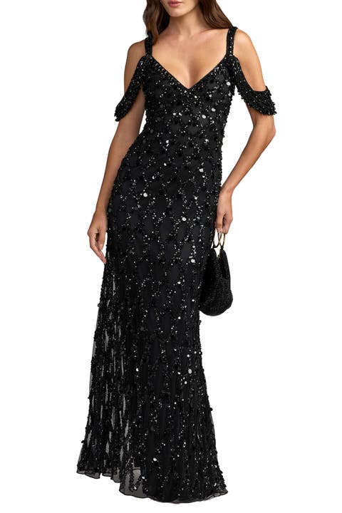Sequin Embellished V-Neck Gown