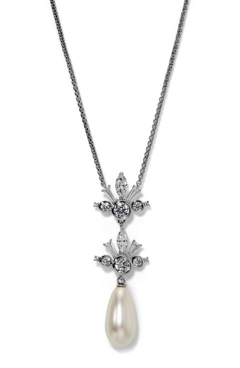Undersea Imitation Pearl Teardrop Pendant Necklace