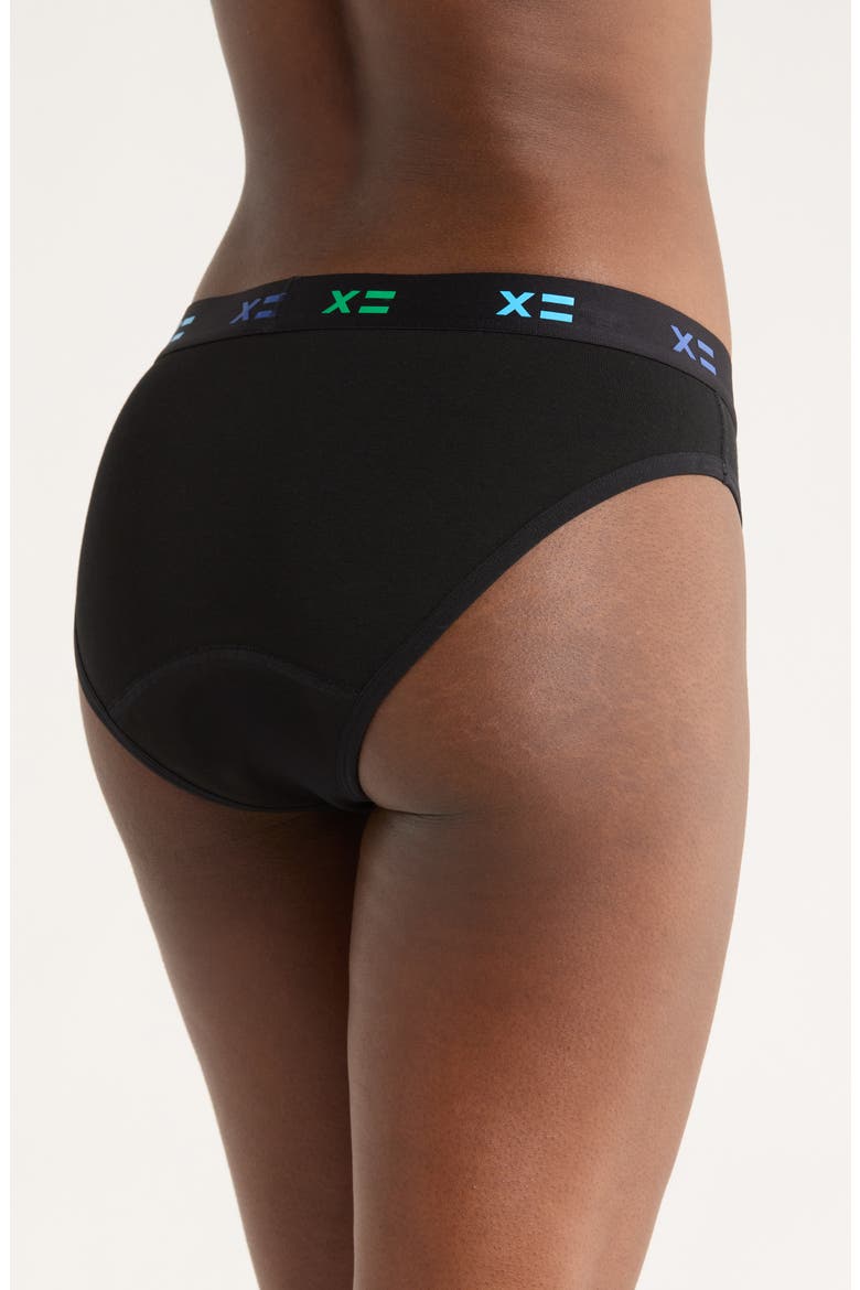 First Line Stretch Cotton Period Bikini, Alternate, color, BLACK X RAINBOW