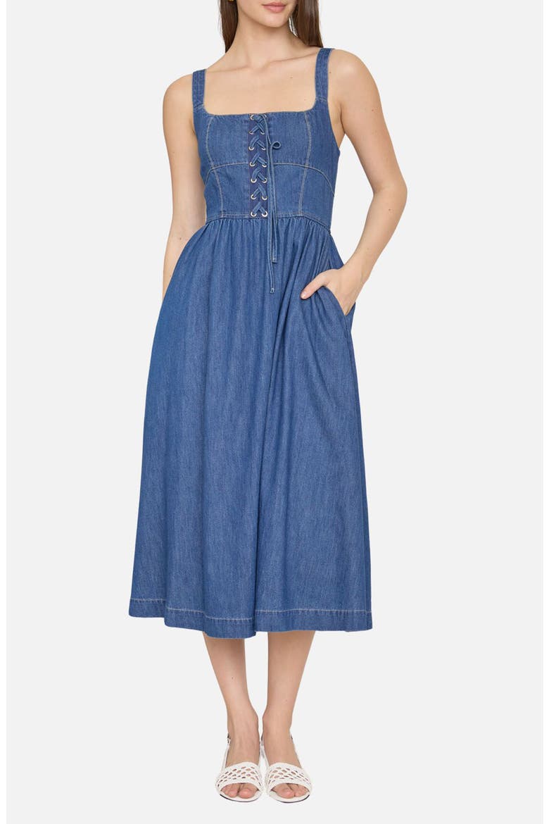 lace denim dress Lace Trim Light Denim Mini Dress | Trendy Women's Clothing