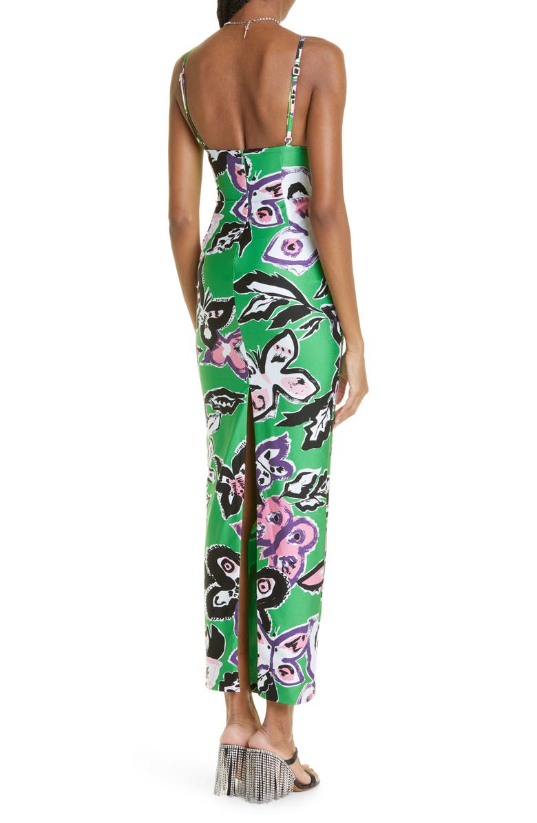 Area Butterfly Print Crystal Detail Maxi Dress, Alternate, color,
