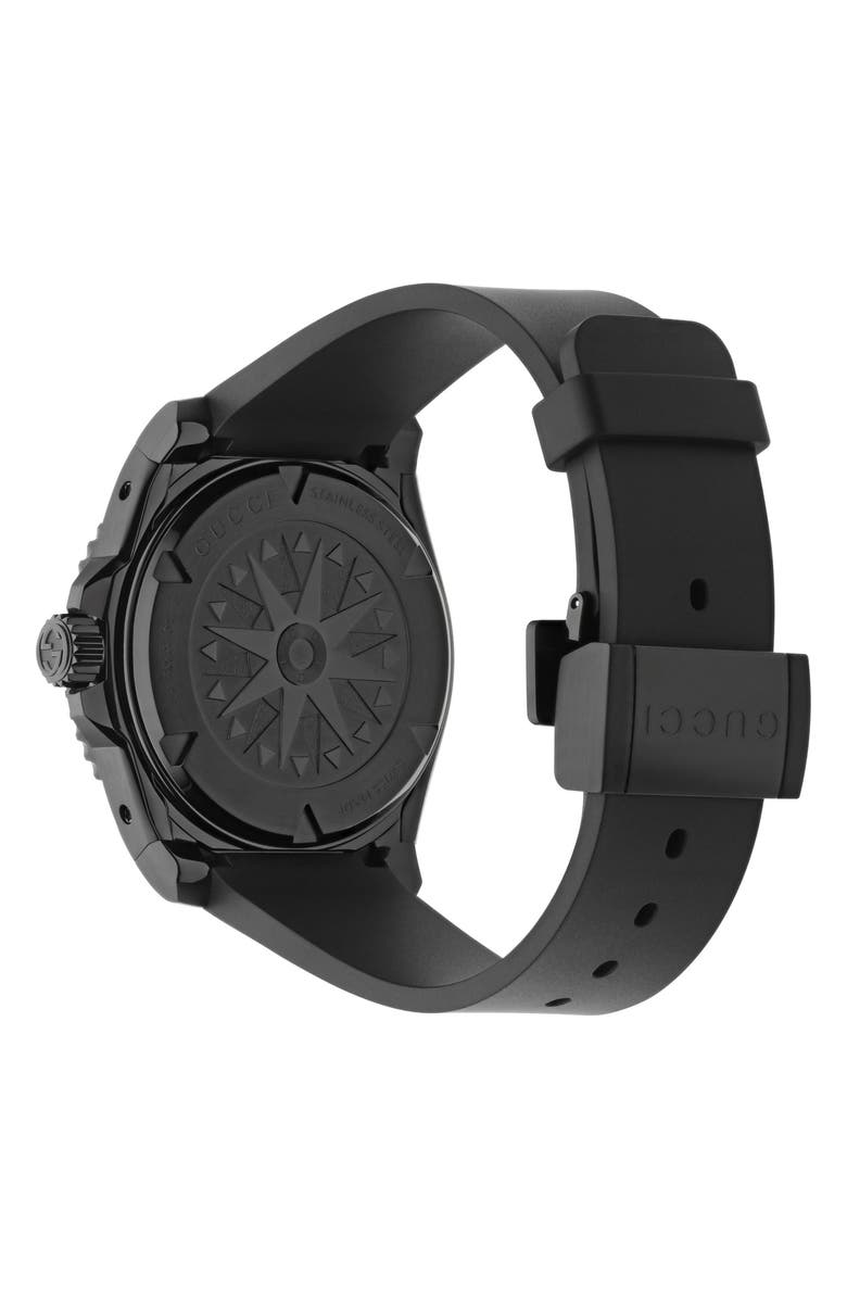 Gucci Dive Automatic Rubber Strap Watch, 40mm, Alternate, color, Black