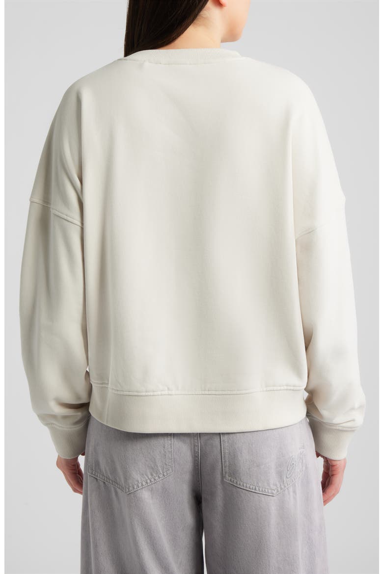 Ever Embroidered Crewneck Cotton Sweatshirt, Alternate, color, OPEN WHITE