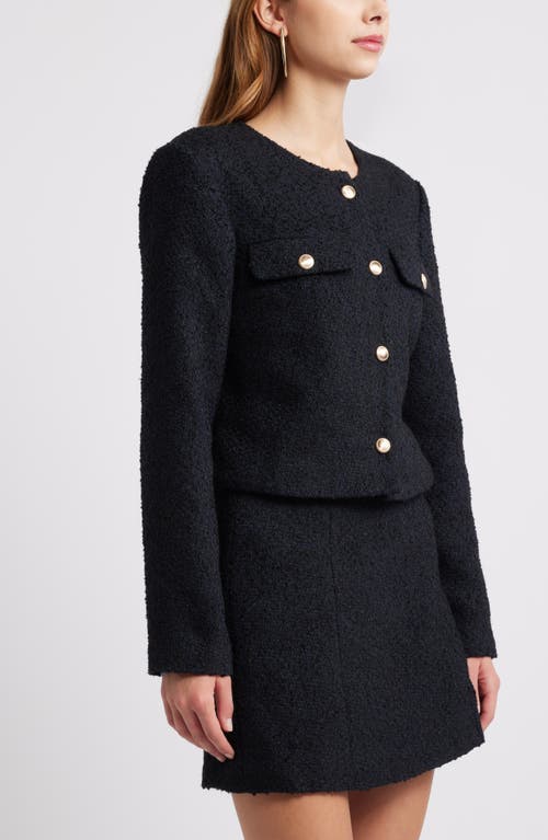Open Edit Tweed Crop Jacket In Navy Blazer