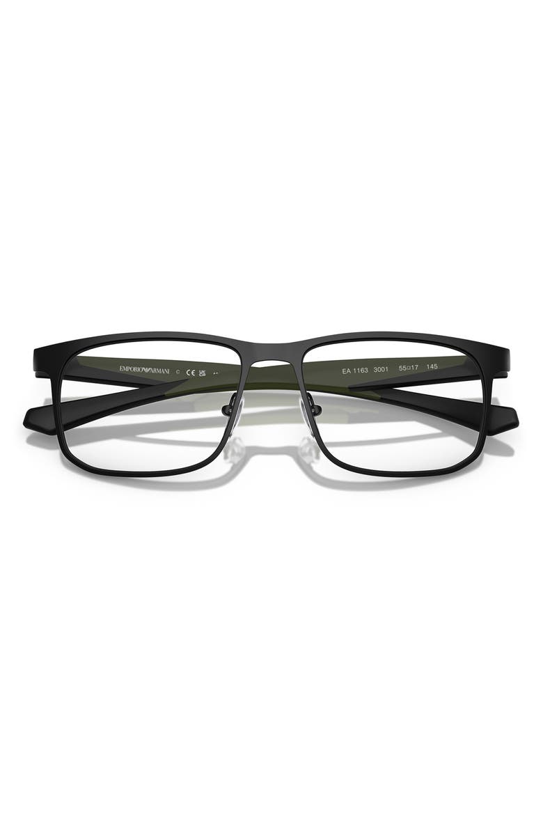 Emporio Armani 55mm Square Optical Glasses, Alternate, color, Matte Black / Demo Lens