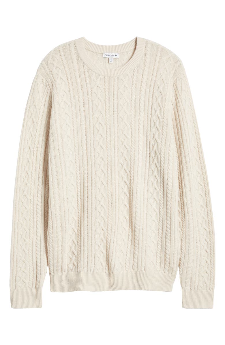 Peter Millar Crescent Ridge Cable Stitch Sweater, Alternate, color, Winter Ivory