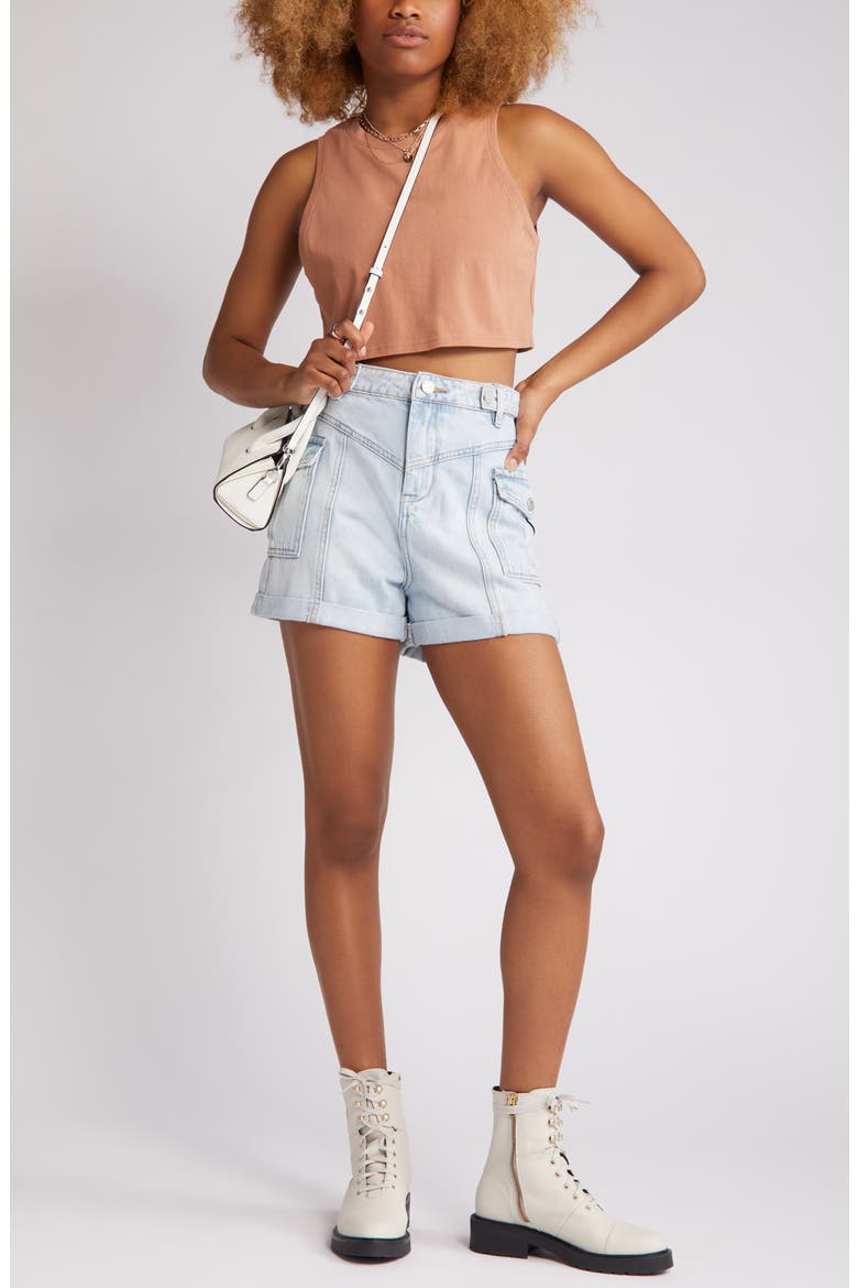 Perry Cargo Pocket Organic Cotton Mom Shorts, Main, color, HAPPY DANCE