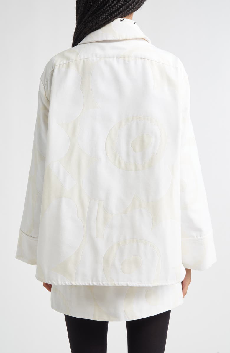 Marimekko Ladonta Unikko Jacquard Oversize Faille Shirt Jacket, Alternate, color, White Light Grey